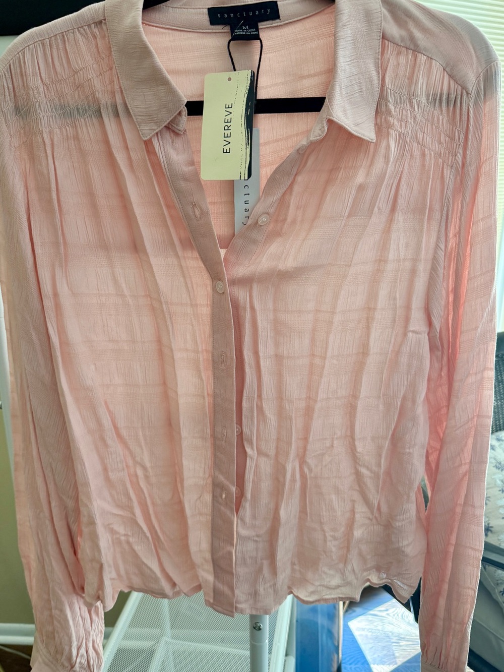 Evereve Pale Blush Lightweight Button-Up Blouse